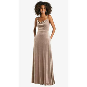 NEW! After Six Women's 00 Lux Velvet Cowl Neck Topaz Maxi Dress $202 mrsp J4-16